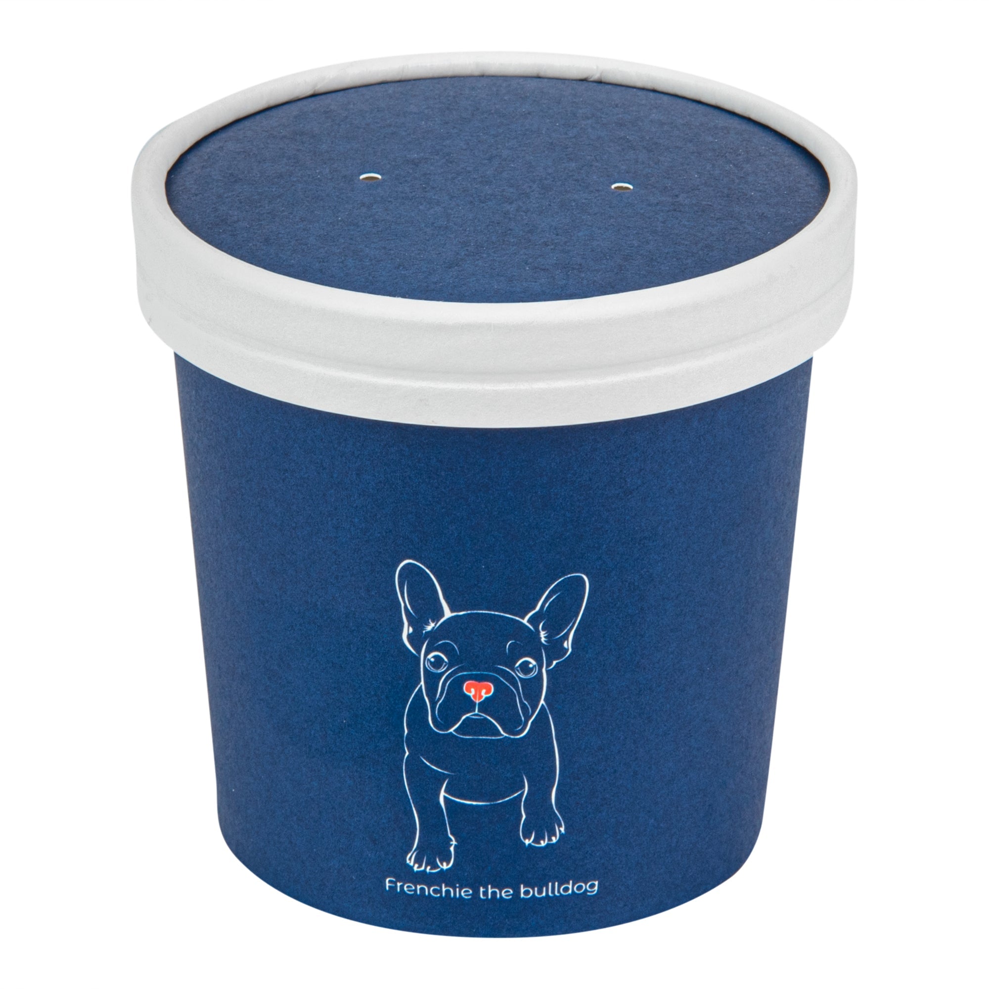 Bio Tek Round Blue and White Stripe Paper Soup Container Lid - Fits 12 oz - 200 count box