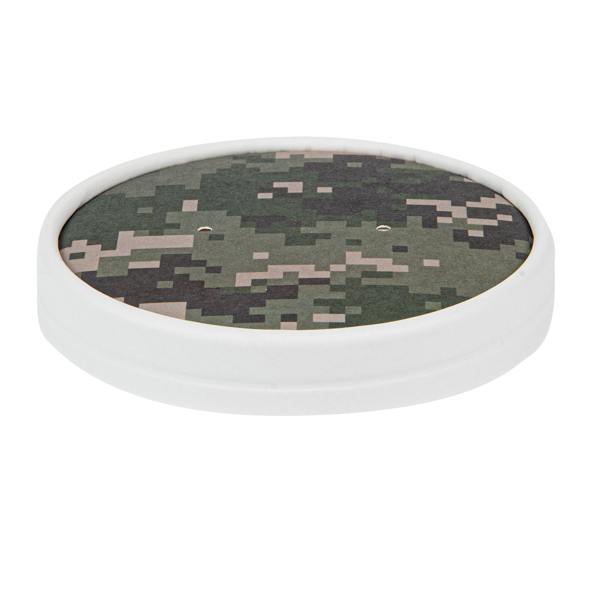 Bio Tek Round Camouflage Paper Soup Container Lid - Fits 12 oz - 25 count box