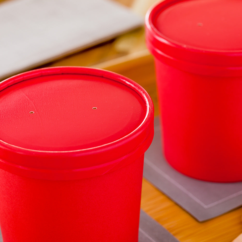 Bio Tek Round Red Paper Soup Container Lid - Fits 12 oz - 200 count box