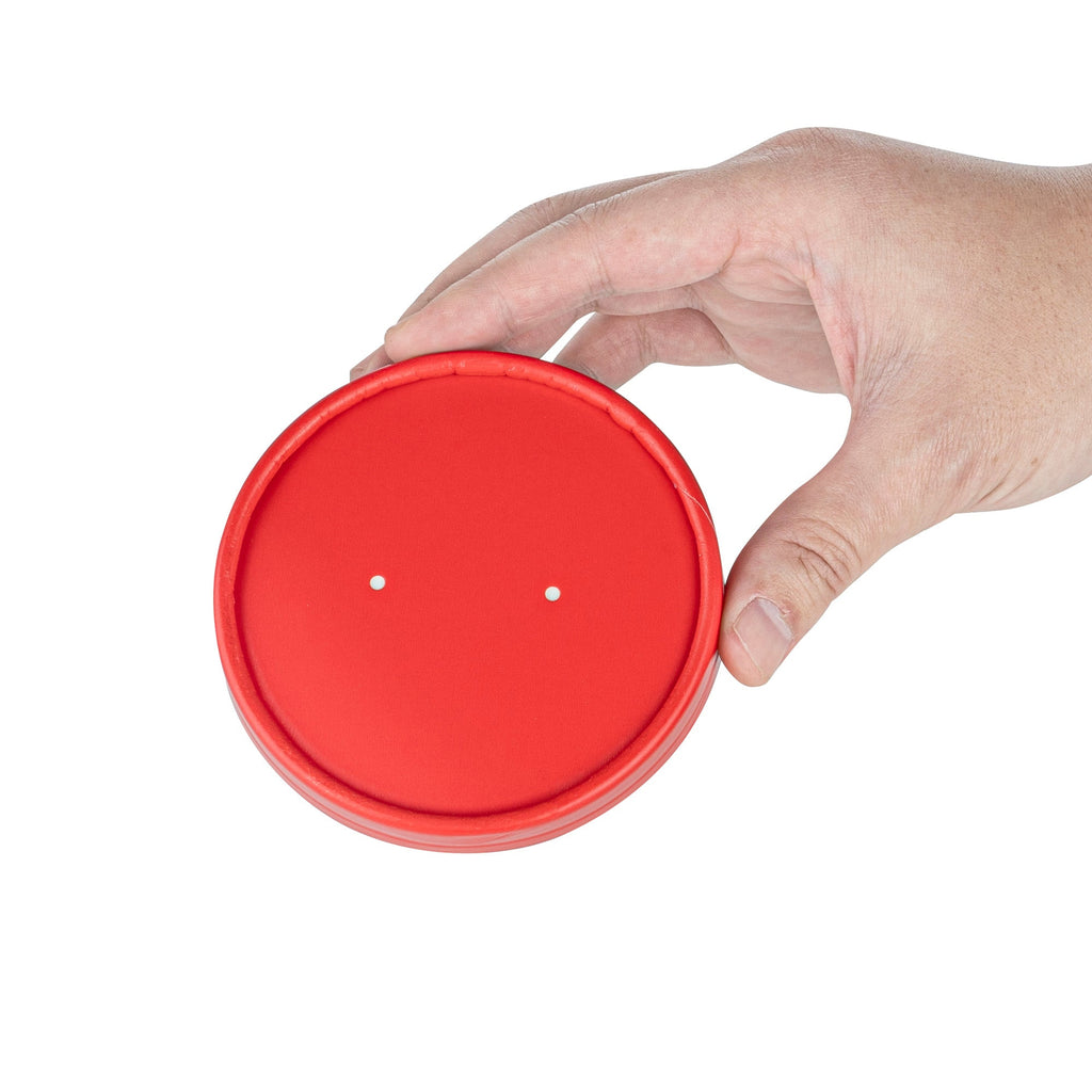 Bio Tek Round Red Paper Soup Container Lid - Fits 12 oz - 200 count box