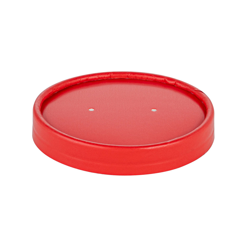 Bio Tek Round Red Paper Soup Container Lid - Fits 12 oz - 200 count box