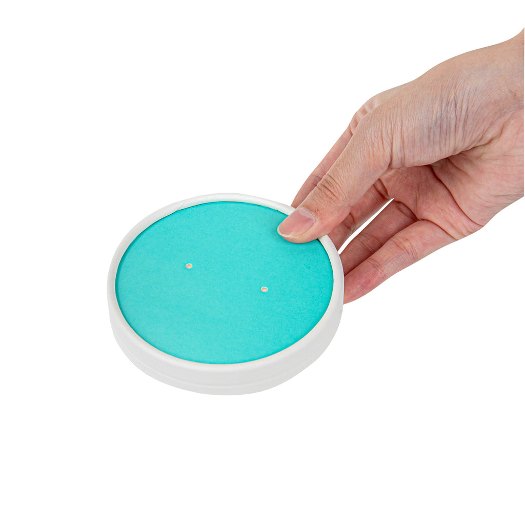 Bio Tek Round Turquoise Paper Soup Container Lid - Fits 12 oz - 25 count box