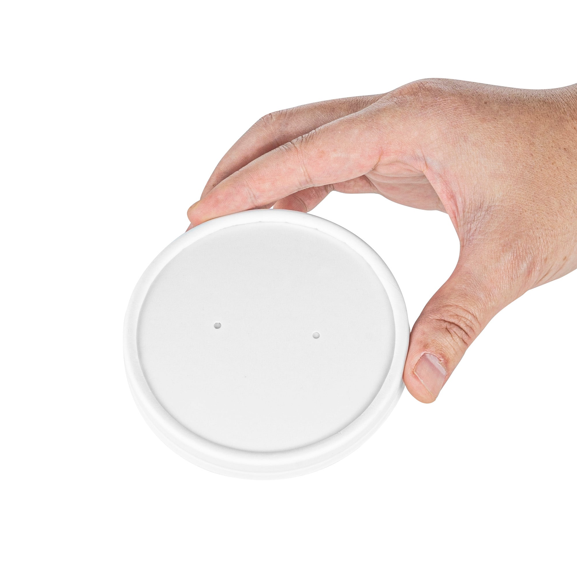 Bio Tek Round White Paper Soup Container Lid - Fits 8 and 12 oz - 25 count box