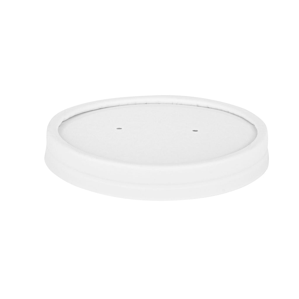 Bio Tek Round White Paper Soup Container Lid - Fits 8 and 12 oz - 25 count box