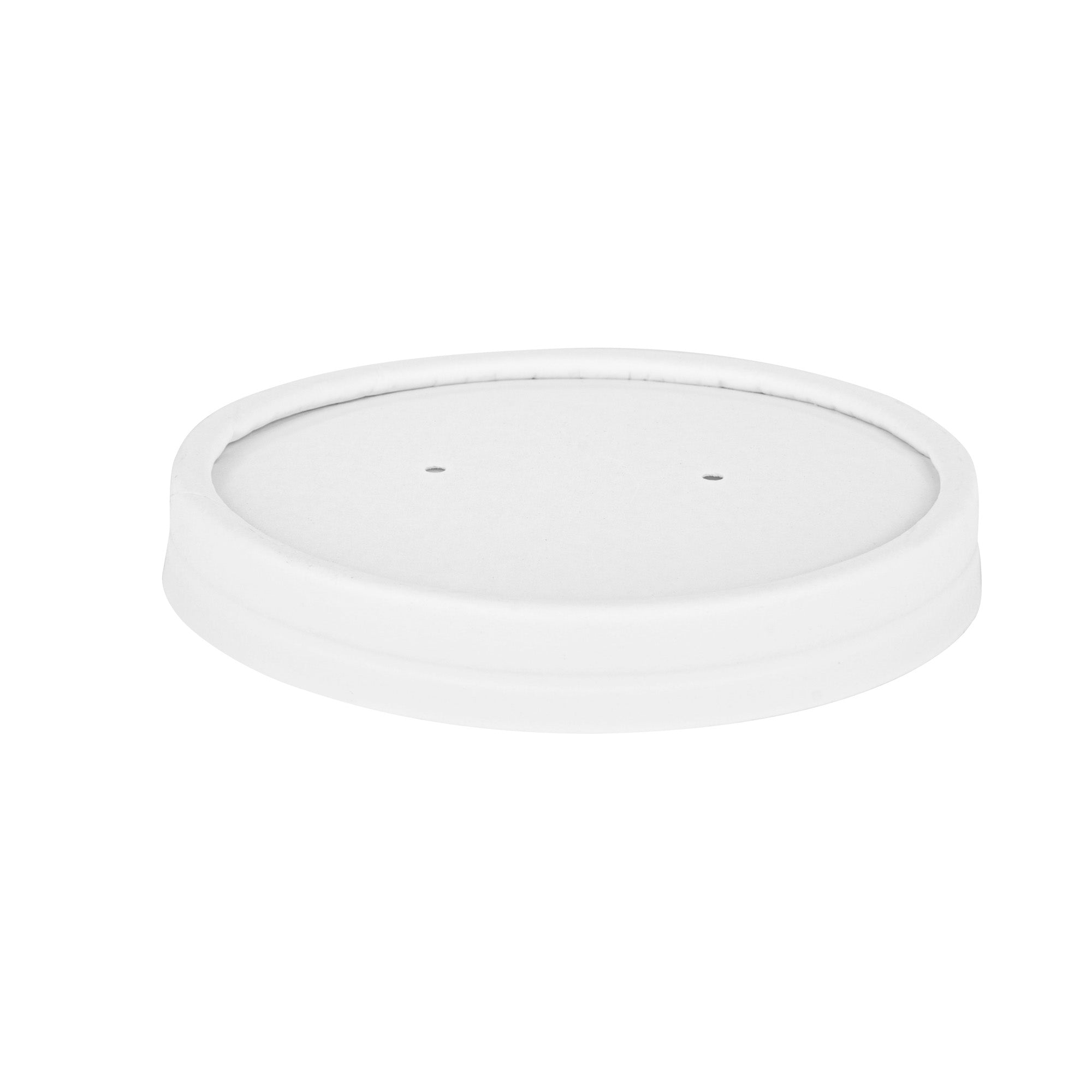 Bio Tek Round White Paper Soup Container Lid - Fits 8 and 12 oz - 25 count box