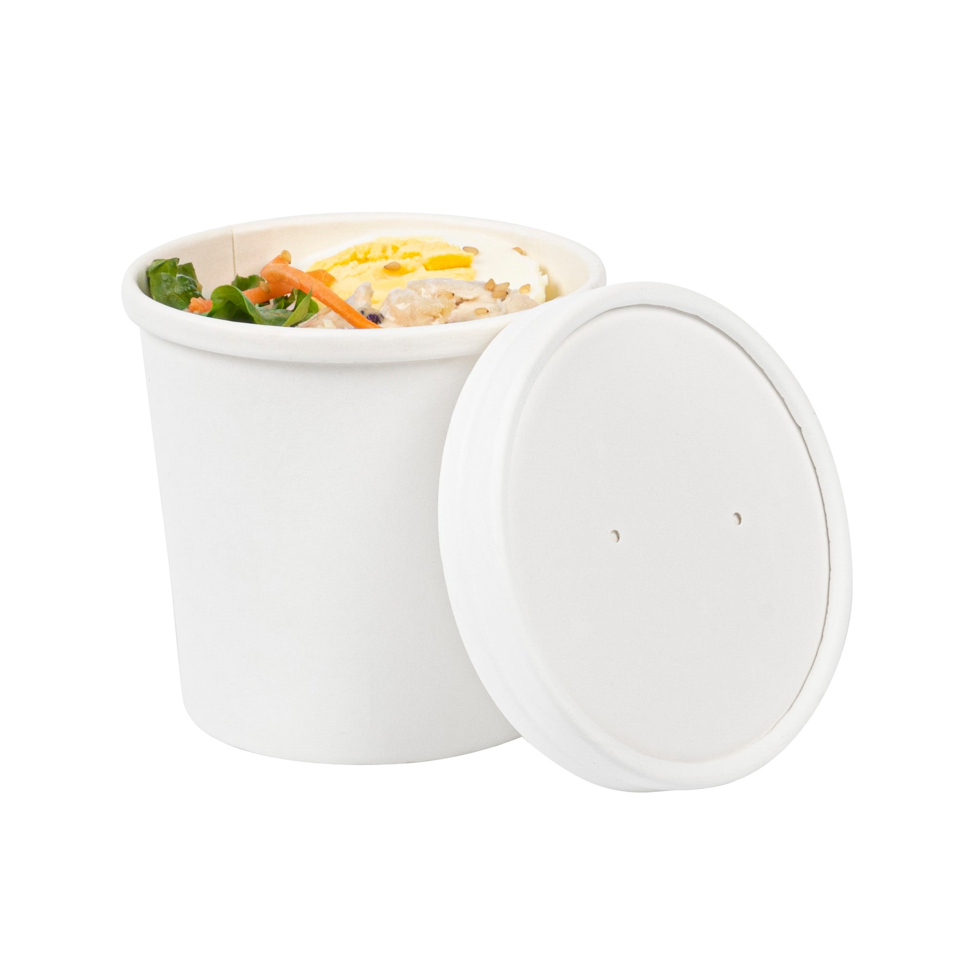 Bio Tek Round White Paper Soup Container Lid - Fits 8 and 12 oz - 200 count box