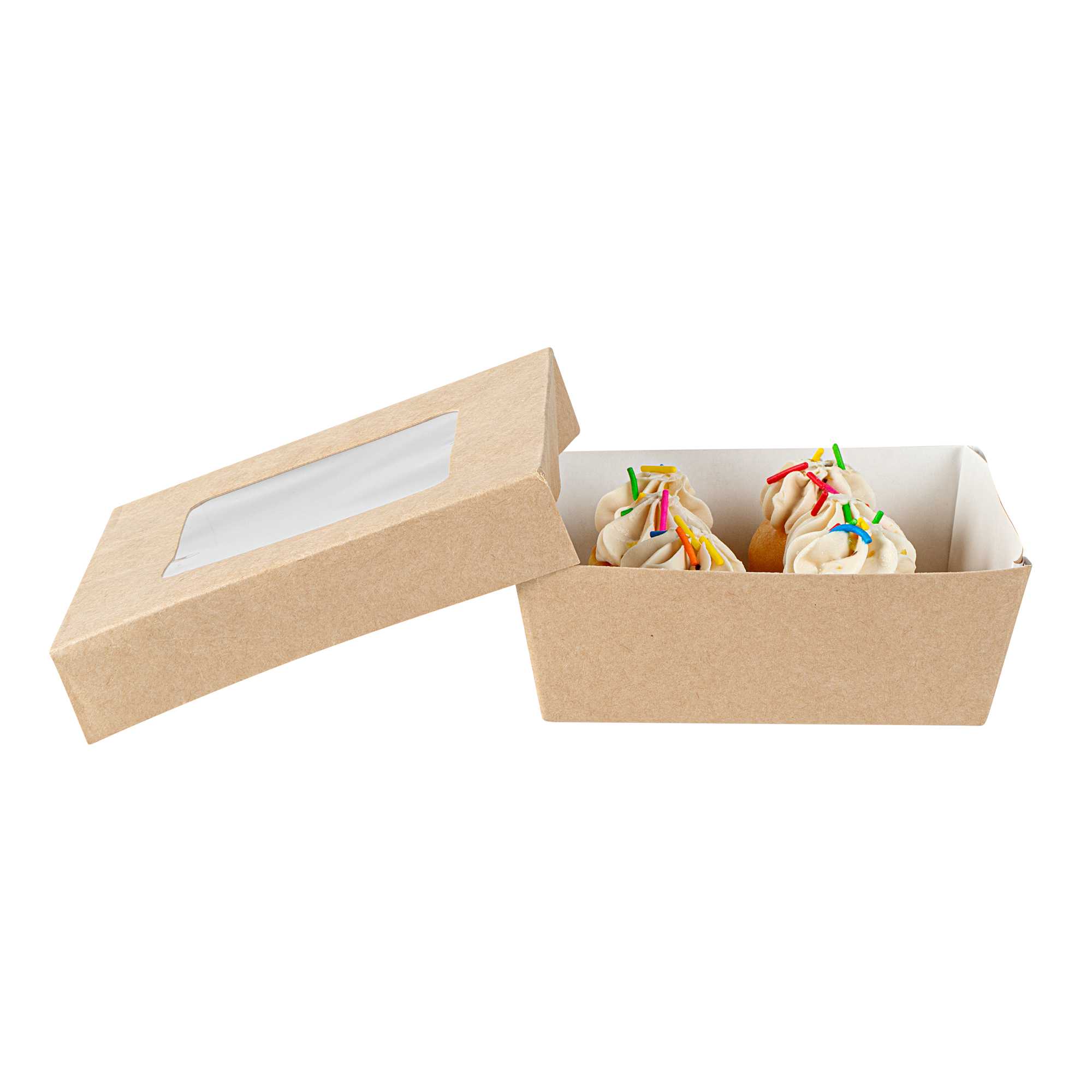 Cafe Vision 13 oz Square Kraft Paper Small Take Out Container - 4 1/2" x 4 1/2" x 1 1/2" - 25 count box