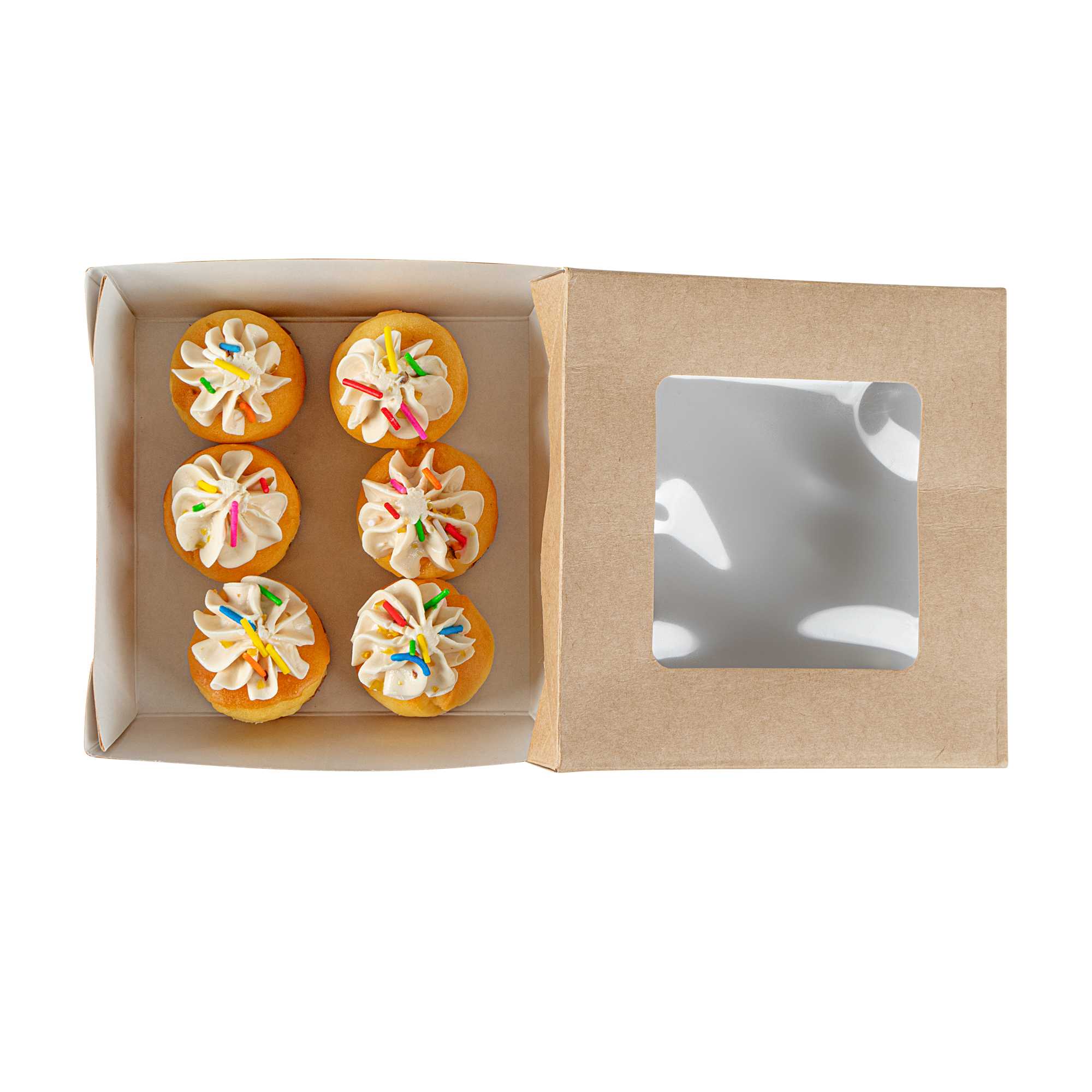Cafe Vision 13 oz Square Kraft Paper Small Take Out Container - 4 1/2" x 4 1/2" x 1 1/2" - 200 count box