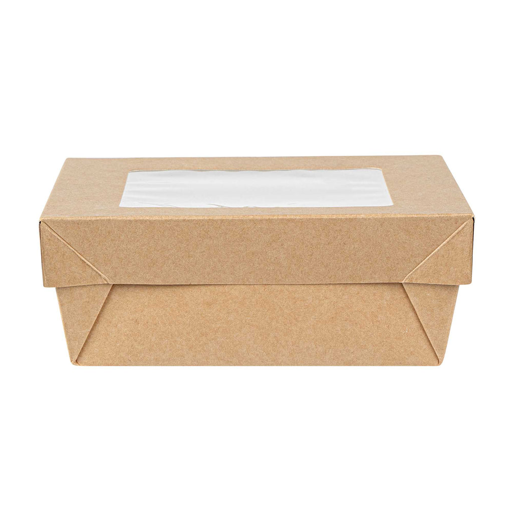 Cafe Vision 27 oz Square Kraft Paper Medium Take Out Container - 5 1/4" x 5 1/4" x 2" - 25 count box