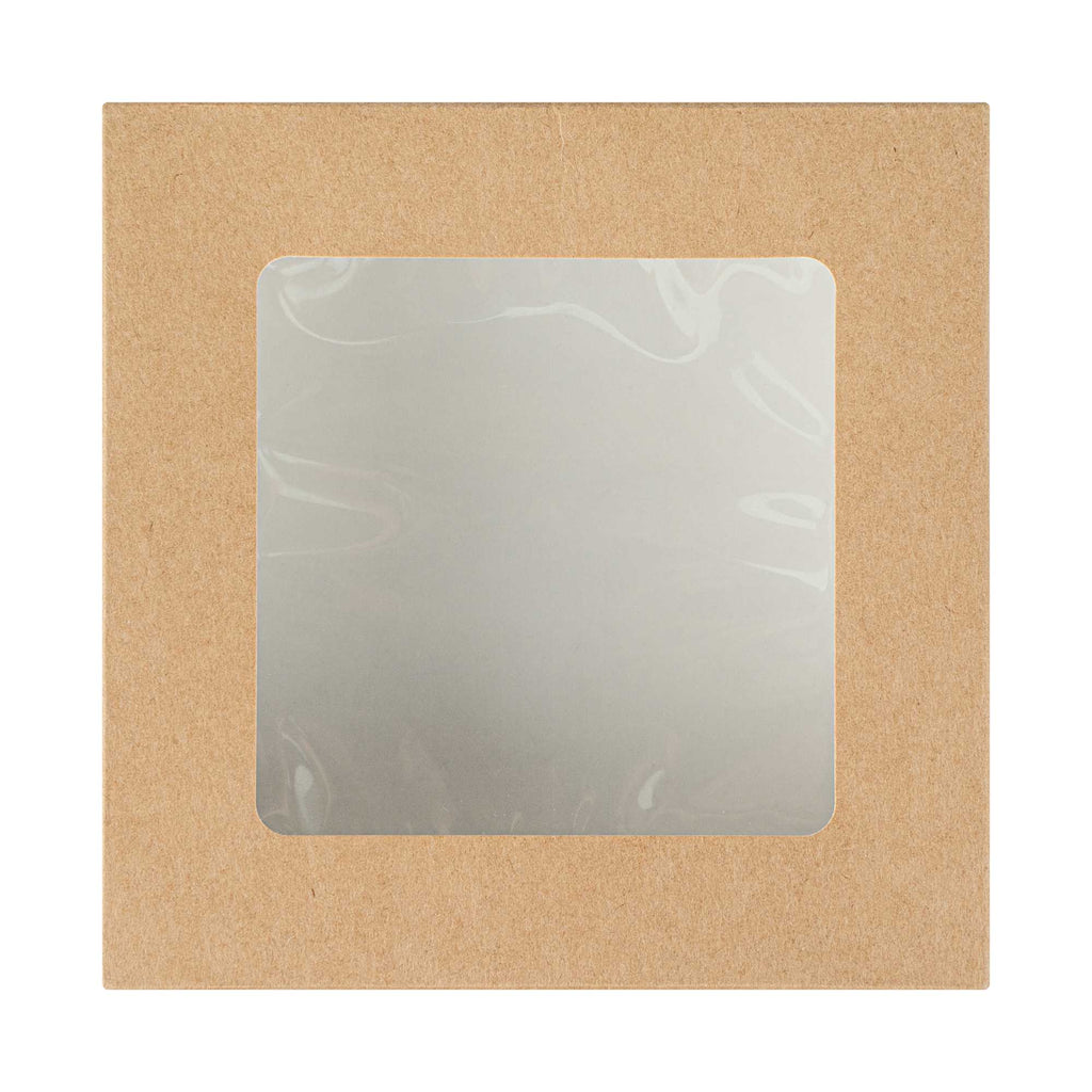 Cafe Vision 27 oz Square Kraft Paper Medium Take Out Container - 5 1/4" x 5 1/4" x 2" - 25 count box