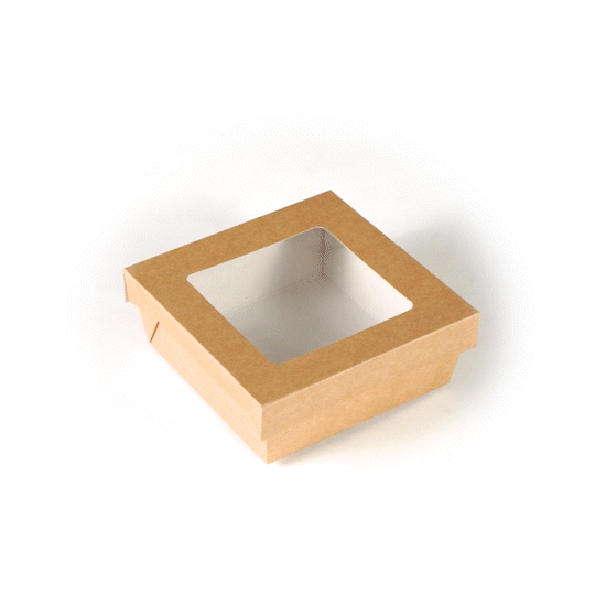 Cafe Vision 27 oz Square Kraft Paper Medium Take Out Container - 5 1/4" x 5 1/4" x 2" - 200 count box