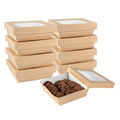 Cafe Vision 34 oz Square Kraft Paper Large Take Out Container - 6" x 6" x 2" - 25 count box