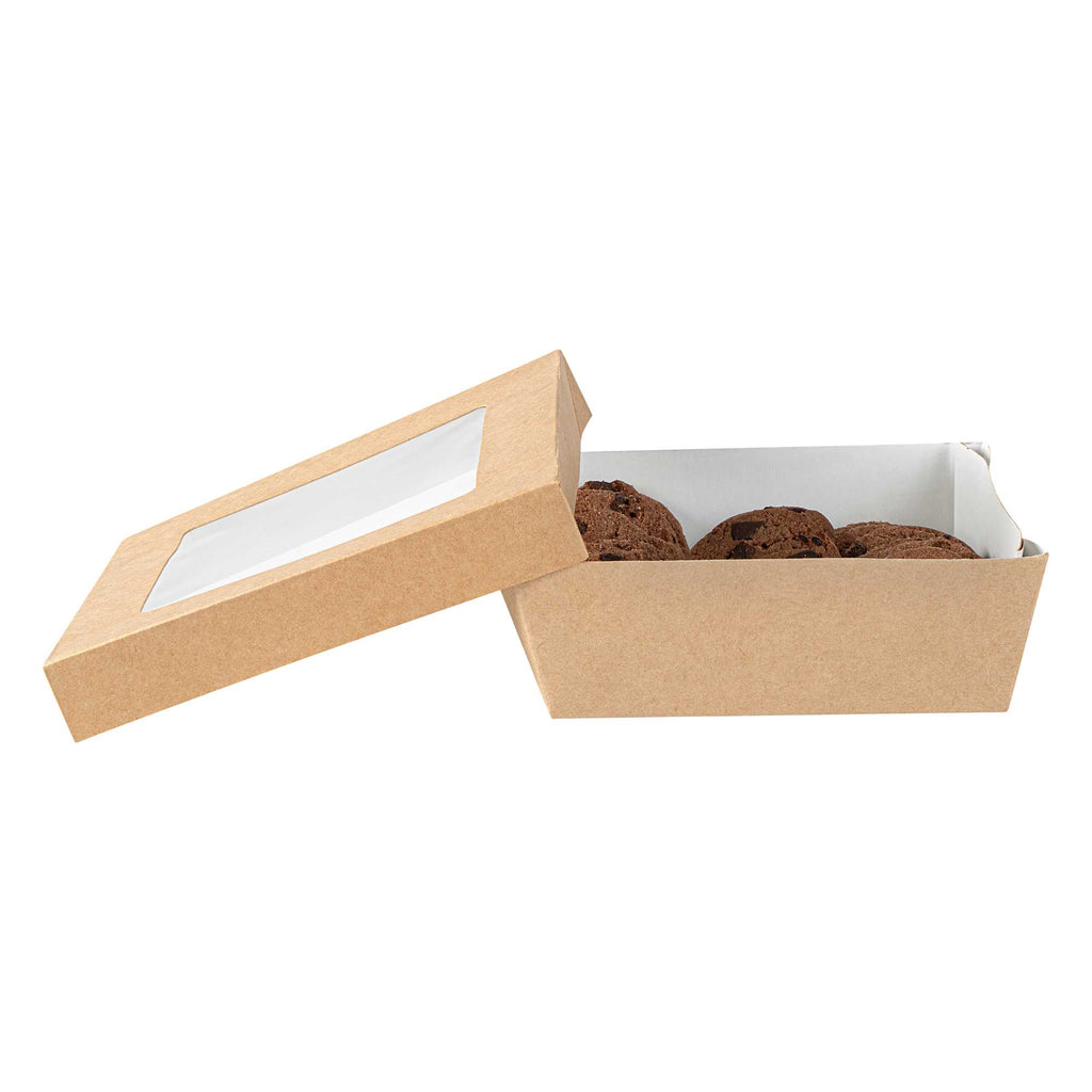 Cafe Vision 34 oz Square Kraft Paper Large Take Out Container - 6" x 6" x 2" - 25 count box