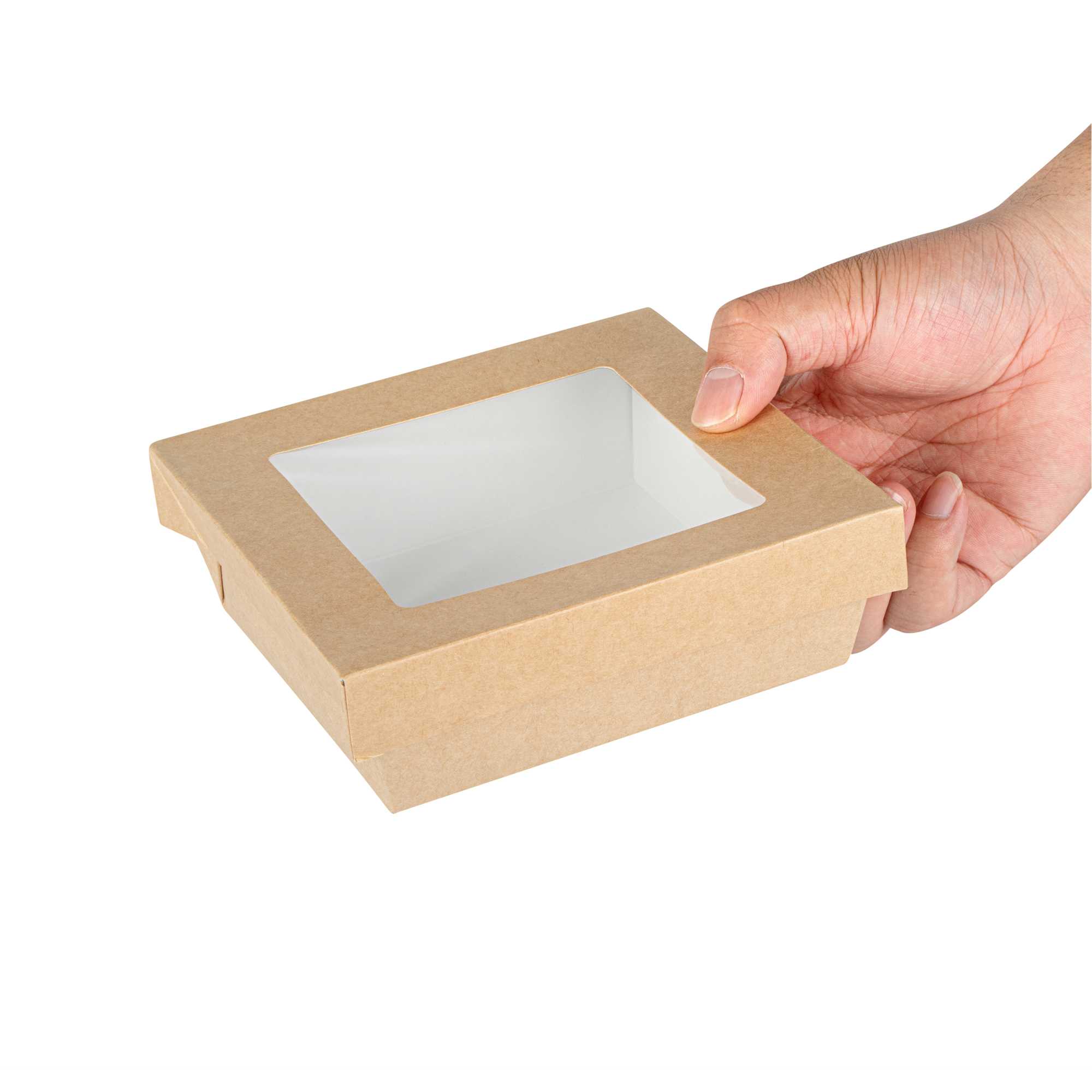 Cafe Vision 34 oz Square Kraft Paper Large Take Out Container - 6" x 6" x 2" - 25 count box