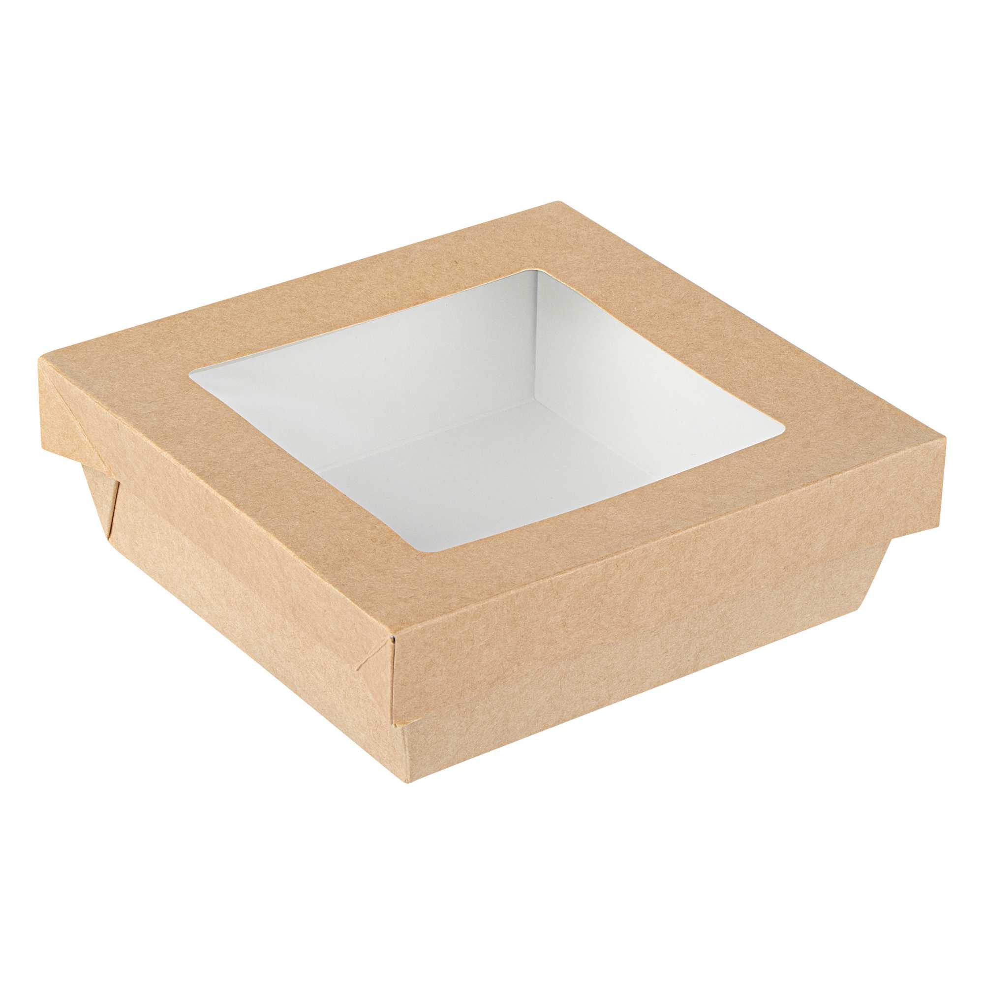 Cafe Vision 34 oz Square Kraft Paper Large Take Out Container - 6" x 6" x 2" - 25 count box