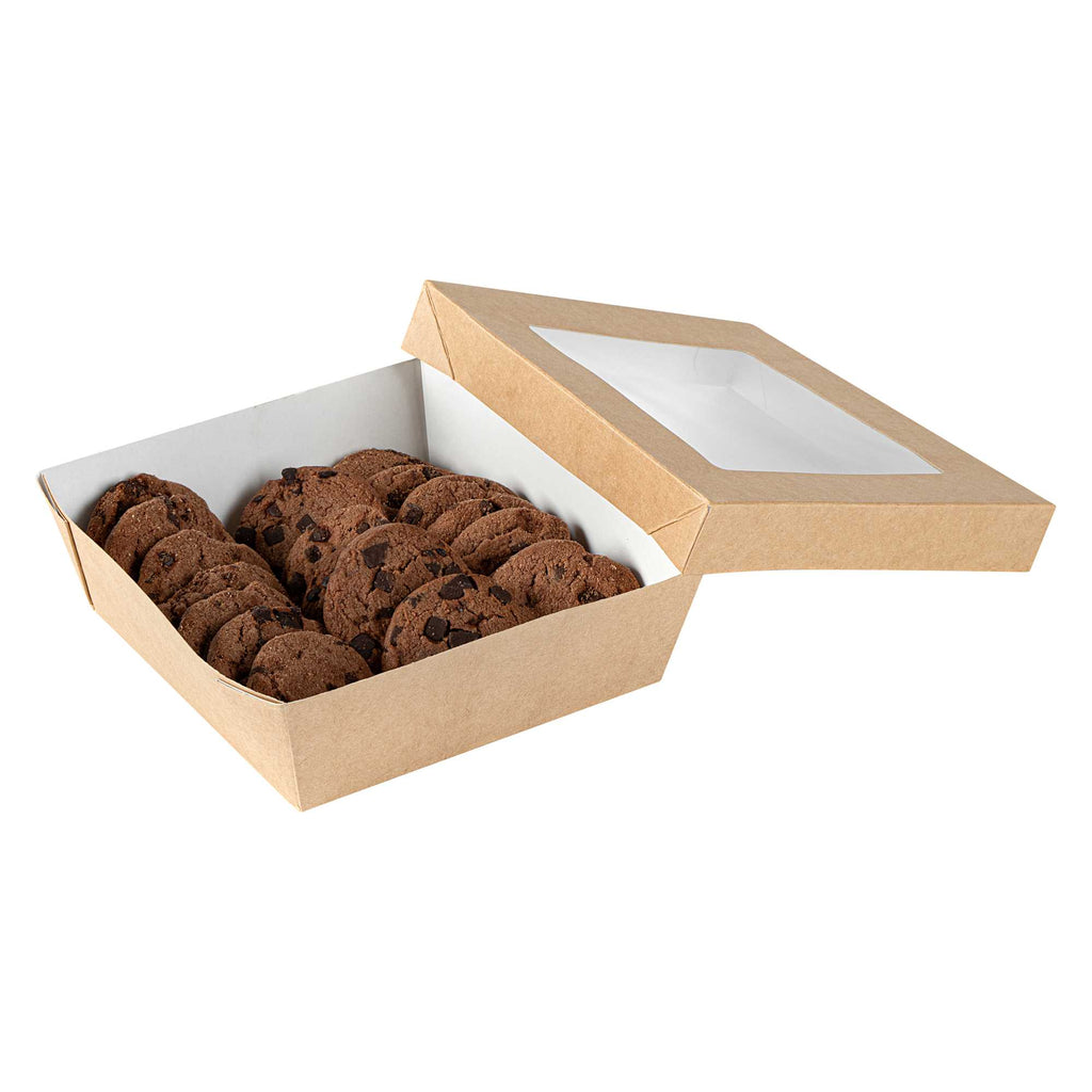 Cafe Vision 34 oz Square Kraft Paper Large Take Out Container - 6" x 6" x 2" - 200 count box
