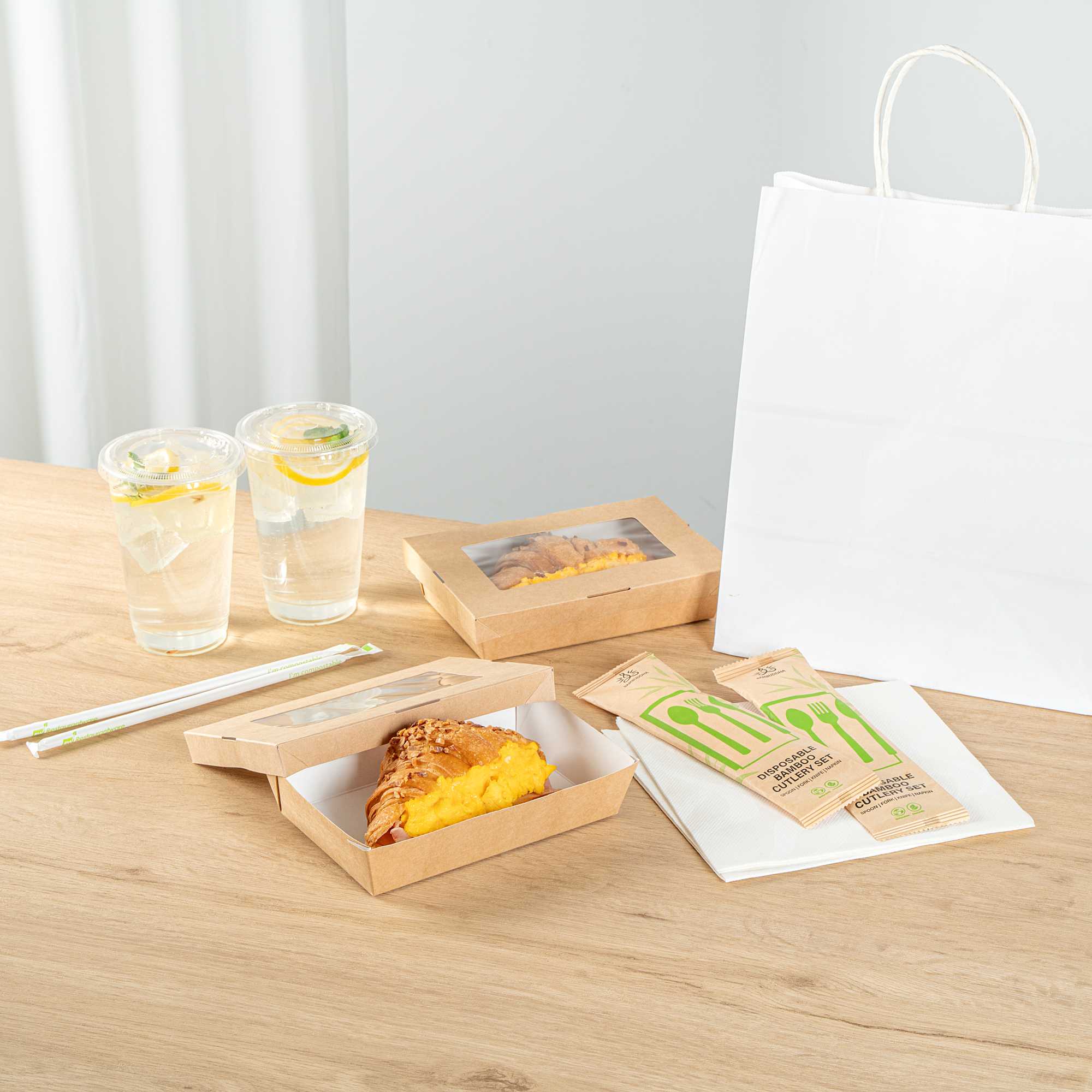 Cafe Vision 28 oz Rectangle Kraft Paper Small Take Out Container - 7 1/2" x 5" x 1 1/2" - 200 count box