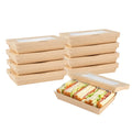 Cafe Vision 34 oz Rectangle Kraft Paper Large Take Out Container - 8 1/2" x 5 1/4" x 1 1/2" - 200 count box