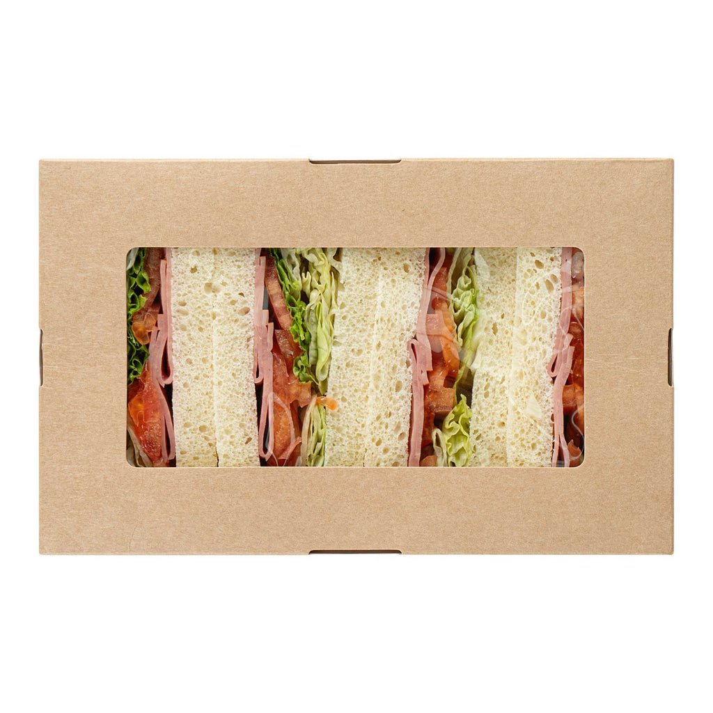 Cafe Vision 34 oz Rectangle Kraft Paper Large Take Out Container - 8 1/2" x 5 1/4" x 1 1/2" - 25 count box