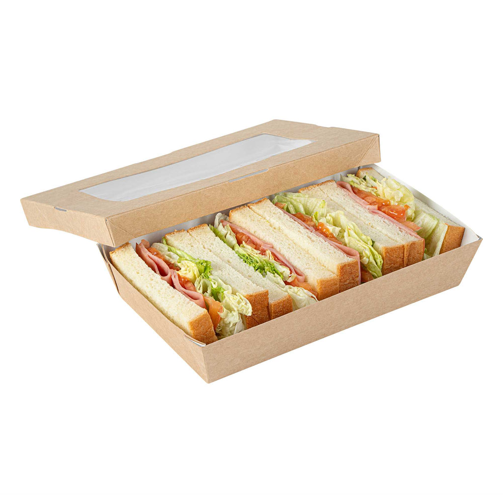 Cafe Vision 34 oz Rectangle Kraft Paper Large Take Out Container - 8 1/2" x 5 1/4" x 1 1/2" - 200 count box