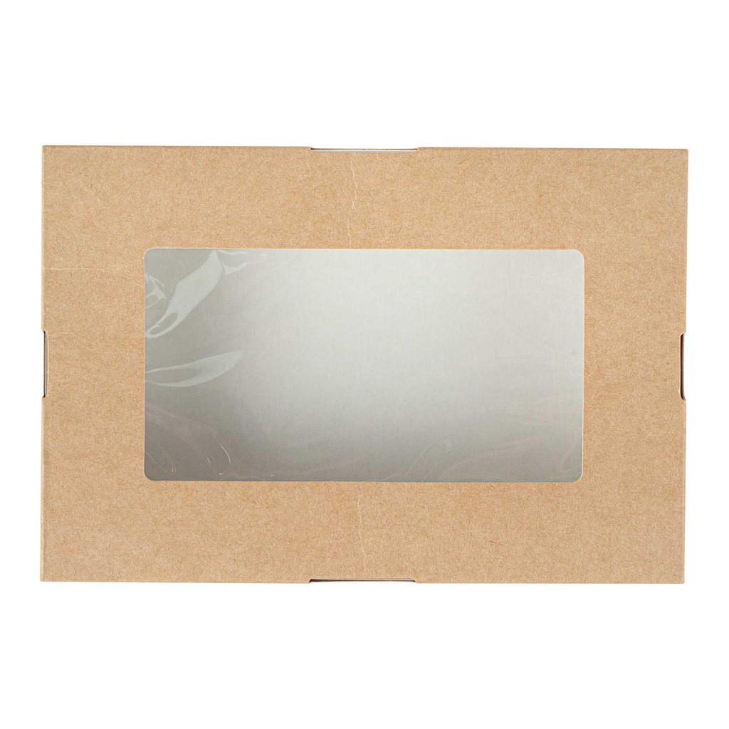 Cafe Vision 34 oz Rectangle Kraft Paper Large Take Out Container - 8 1/2" x 5 1/4" x 1 1/2" - 200 count box