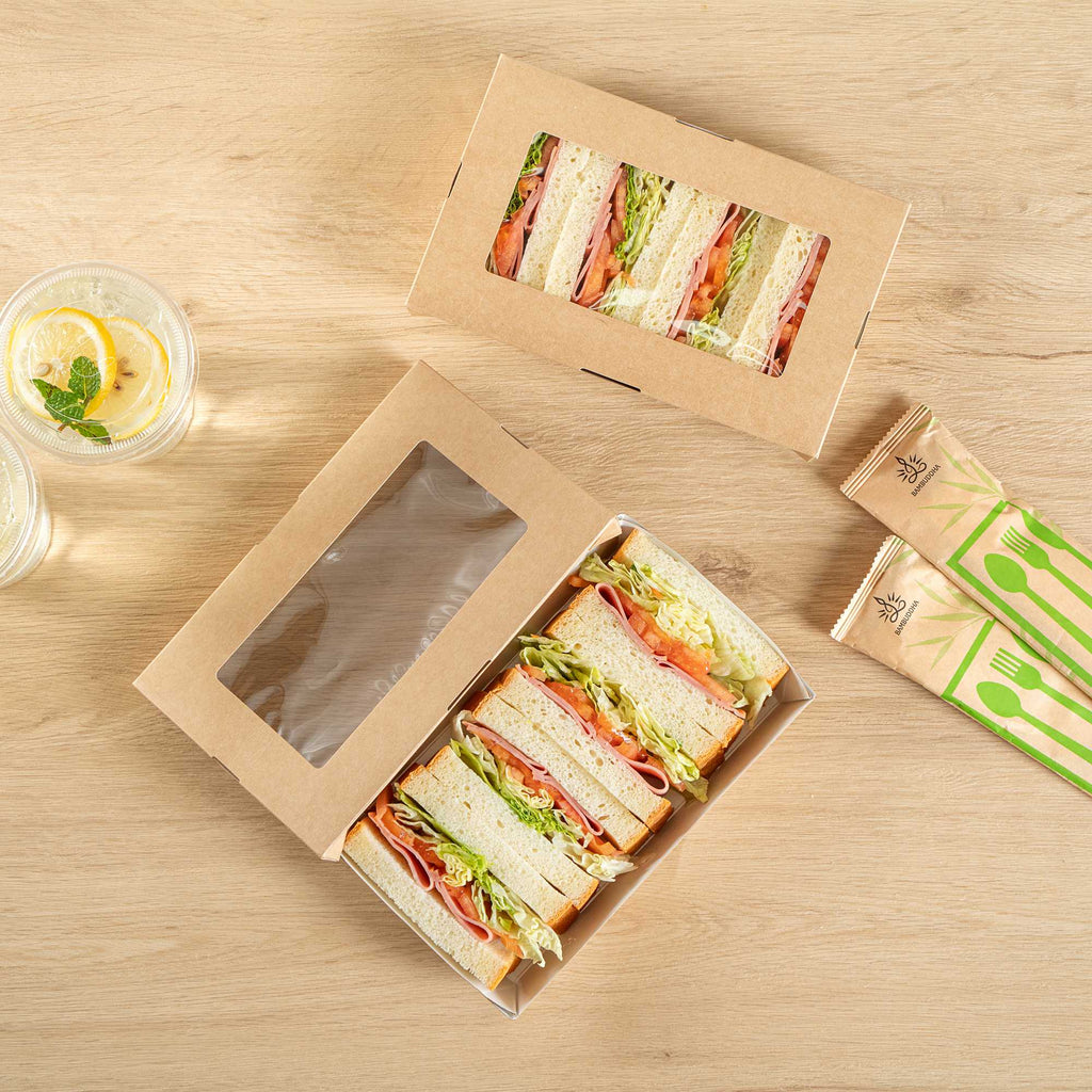 Cafe Vision 34 oz Rectangle Kraft Paper Large Take Out Container - 8 1/2" x 5 1/4" x 1 1/2" - 200 count box