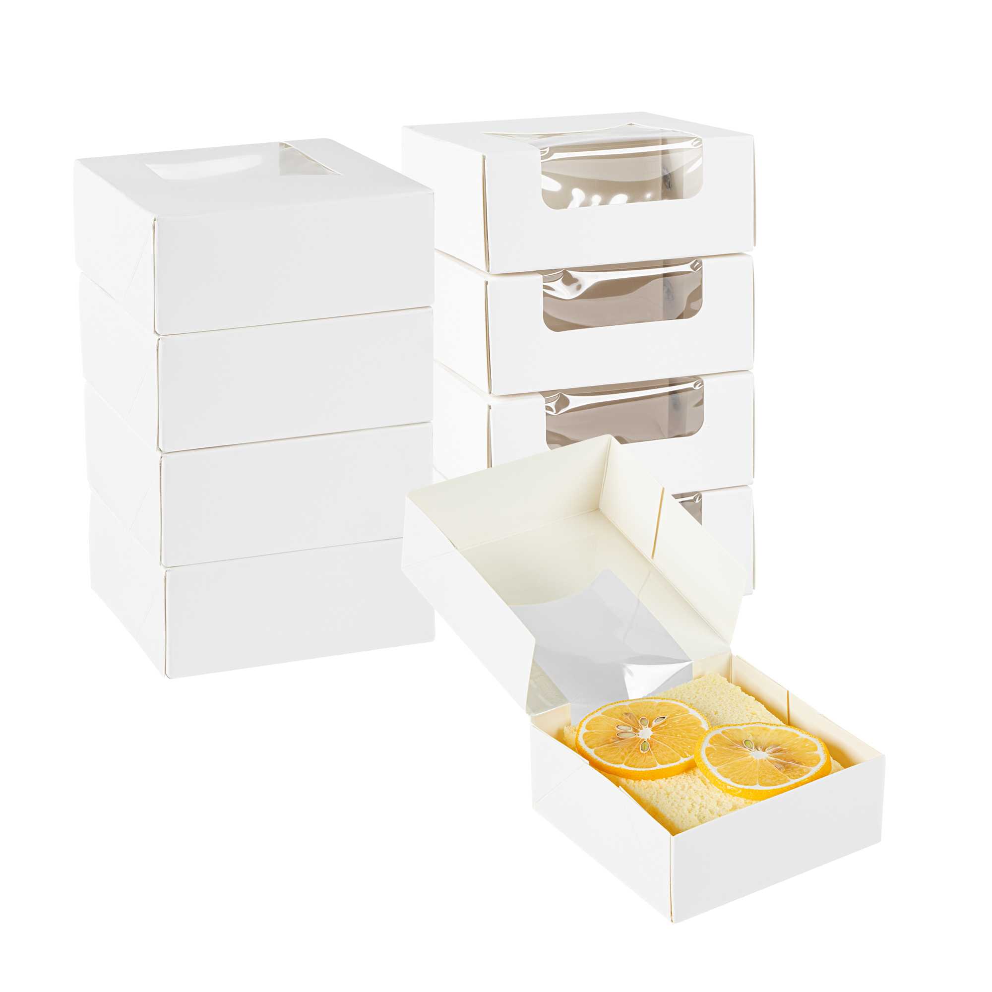Cafe Vision 11 oz Square White Paper Small Take Out Container - 4" x 4" x 1 1/2" - 25 count box