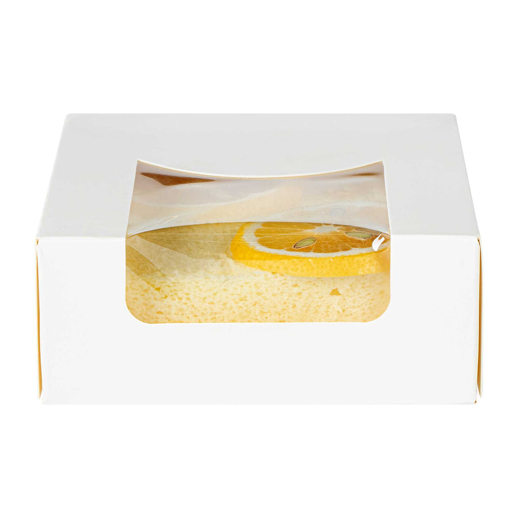 Cafe Vision 11 oz Square White Paper Small Take Out Container - 4" x 4" x 1 1/2" - 25 count box