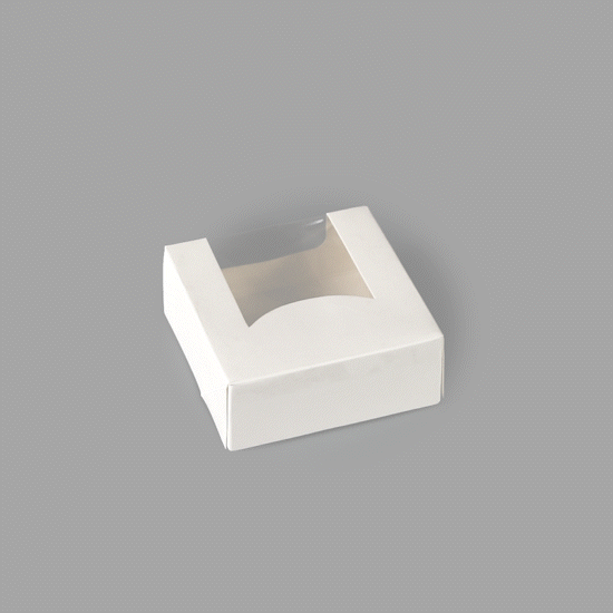 Cafe Vision 11 oz Square White Paper Small Take Out Container - 4" x 4" x 1 1/2" - 25 count box