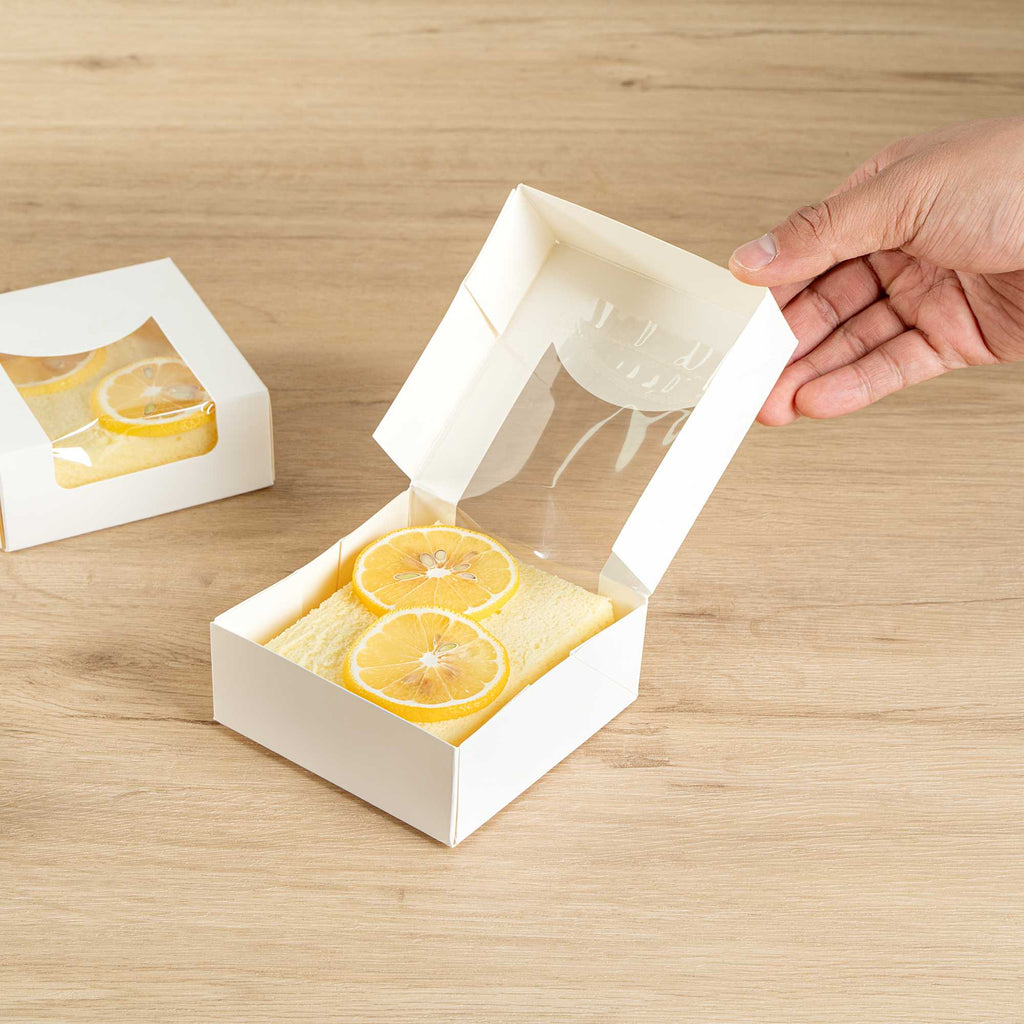 Cafe Vision 11 oz Square White Paper Small Take Out Container - 4" x 4" x 1 1/2" - 25 count box