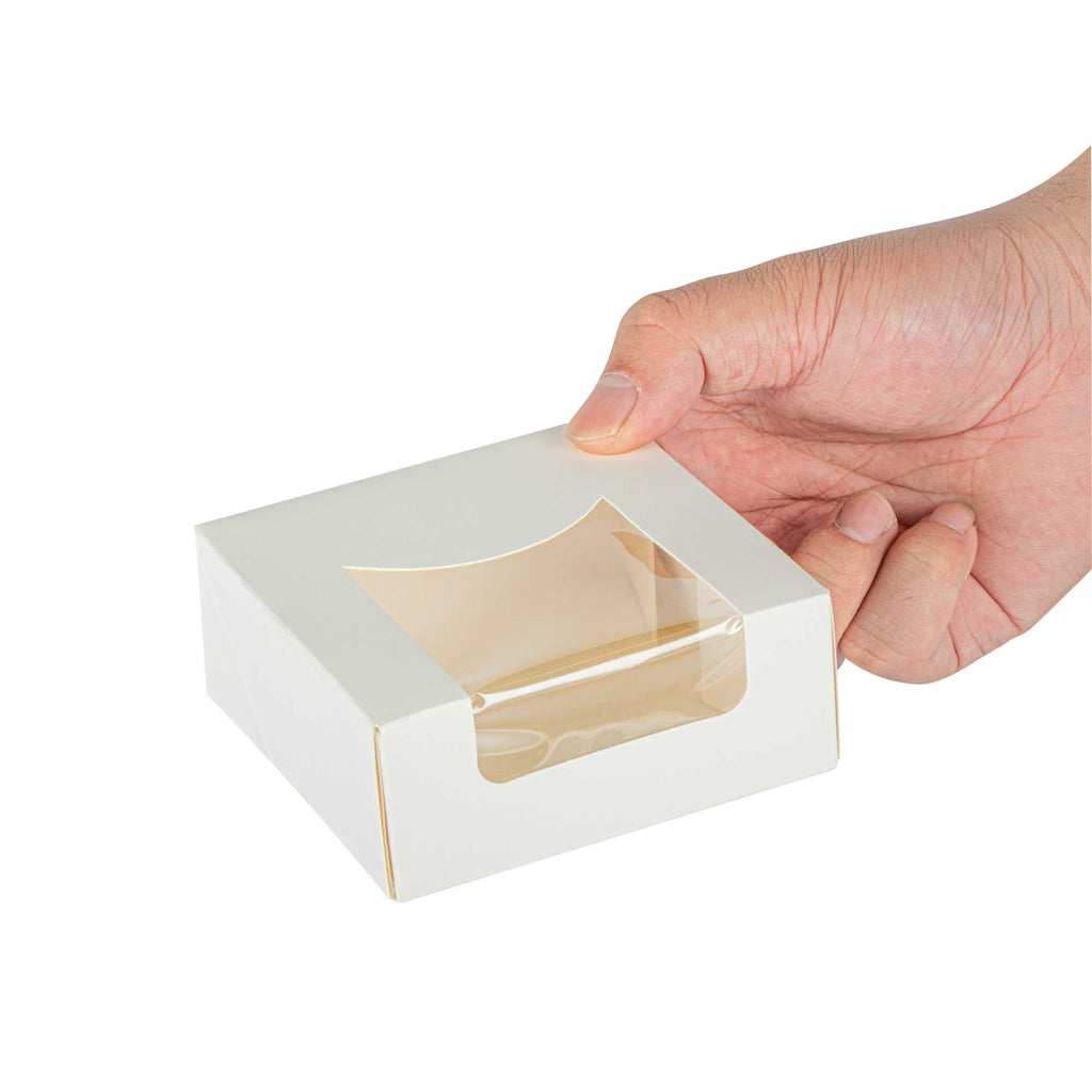 Cafe Vision 11 oz Square White Paper Small Take Out Container - 4" x 4" x 1 1/2" - 200 count box