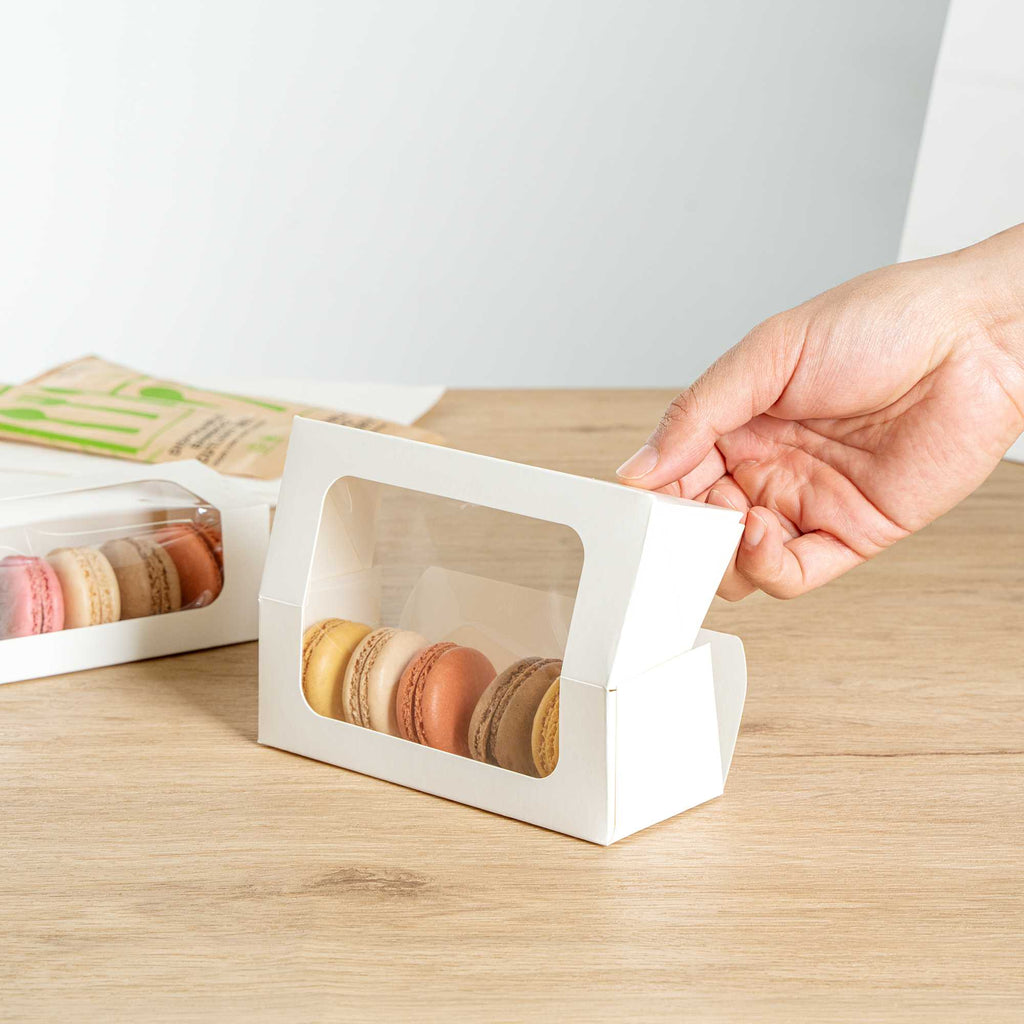 Cafe Vision 13 oz Rectangle White Paper Small Take Out Container - 6" x 2 1/2" x 2" - 200 count box