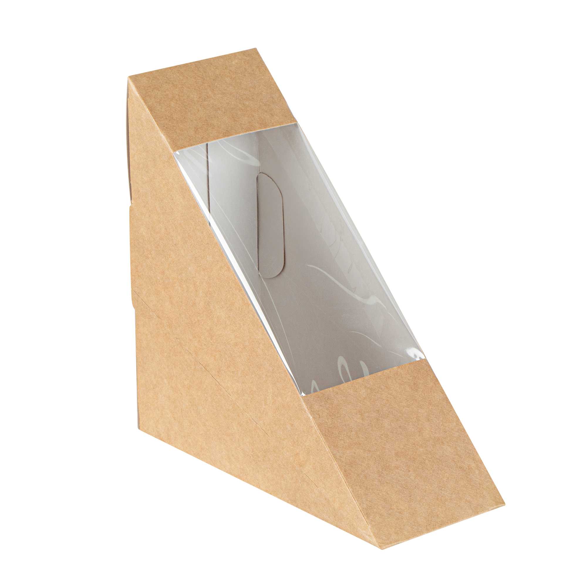 Cafe Vision Triangle Kraft Paper Small Sandwich Box - 4 3/4" x 4 3/4" x 2" - 200 count box