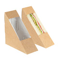 Cafe Vision Triangle Kraft Paper Small Sandwich Box - 4 3/4" x 4 3/4" x 2" - 25 count box