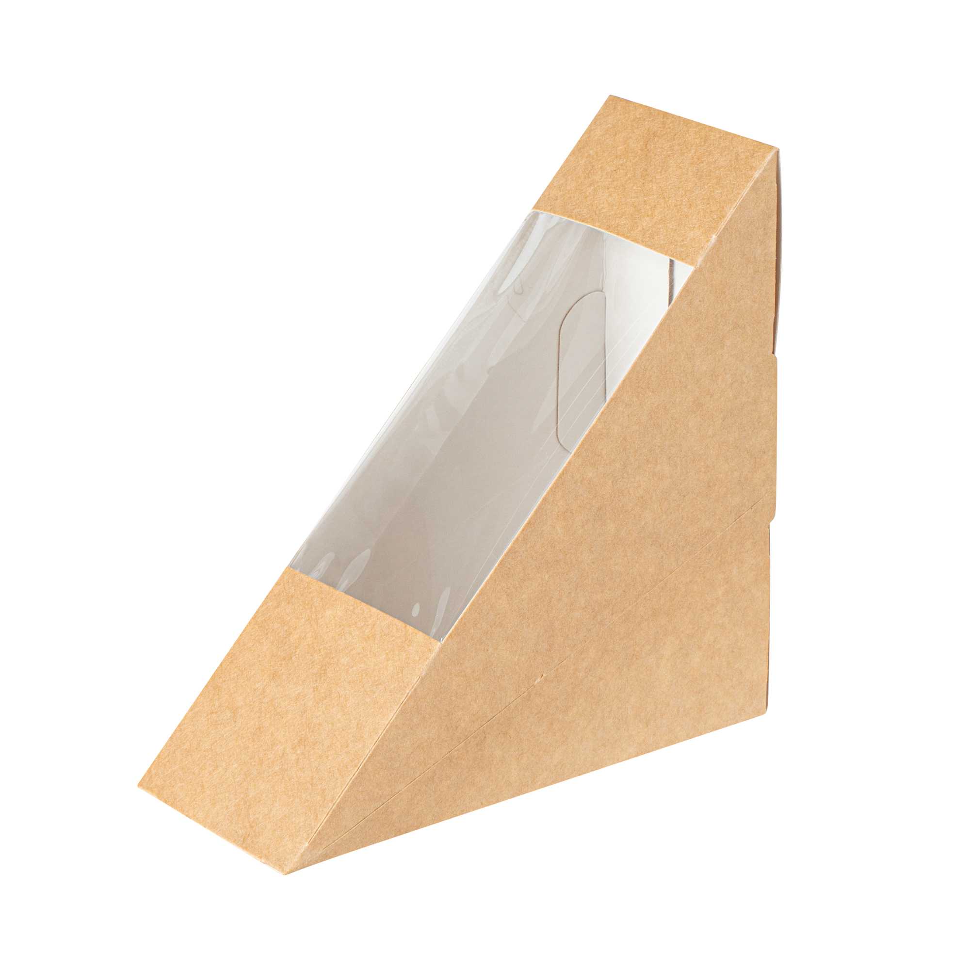Cafe Vision Triangle Kraft Paper Small Sandwich Box - 4 3/4" x 4 3/4" x 2" - 25 count box