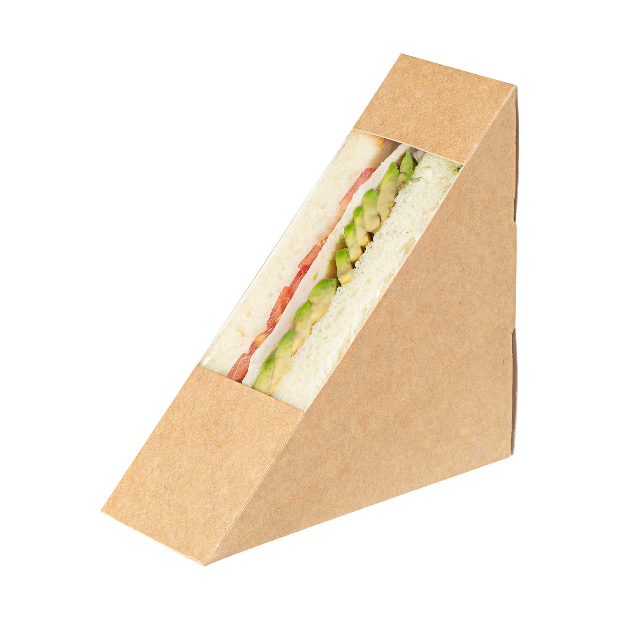 Cafe Vision Triangle Kraft Paper Small Sandwich Box - 4 3/4" x 4 3/4" x 2" - 200 count box