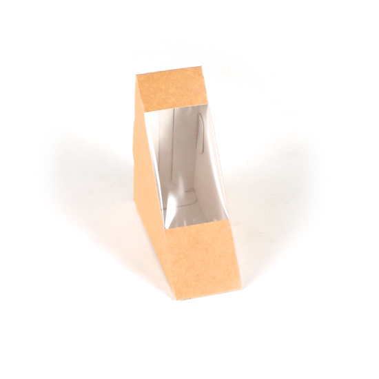 Cafe Vision Triangle Kraft Paper Small Sandwich Box - 4 3/4" x 4 3/4" x 2" - 200 count box