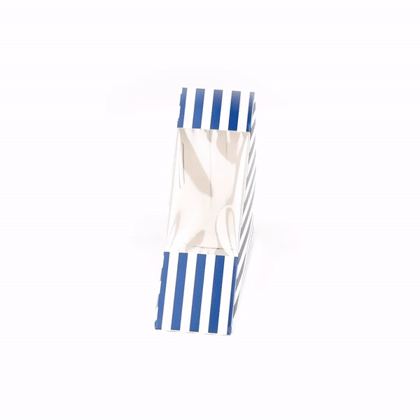 Cafe Vision Triangle Blue and White Stripe Paper Small Sandwich Box - 4 3/4" x 4 3/4" x 2" - 25 count box