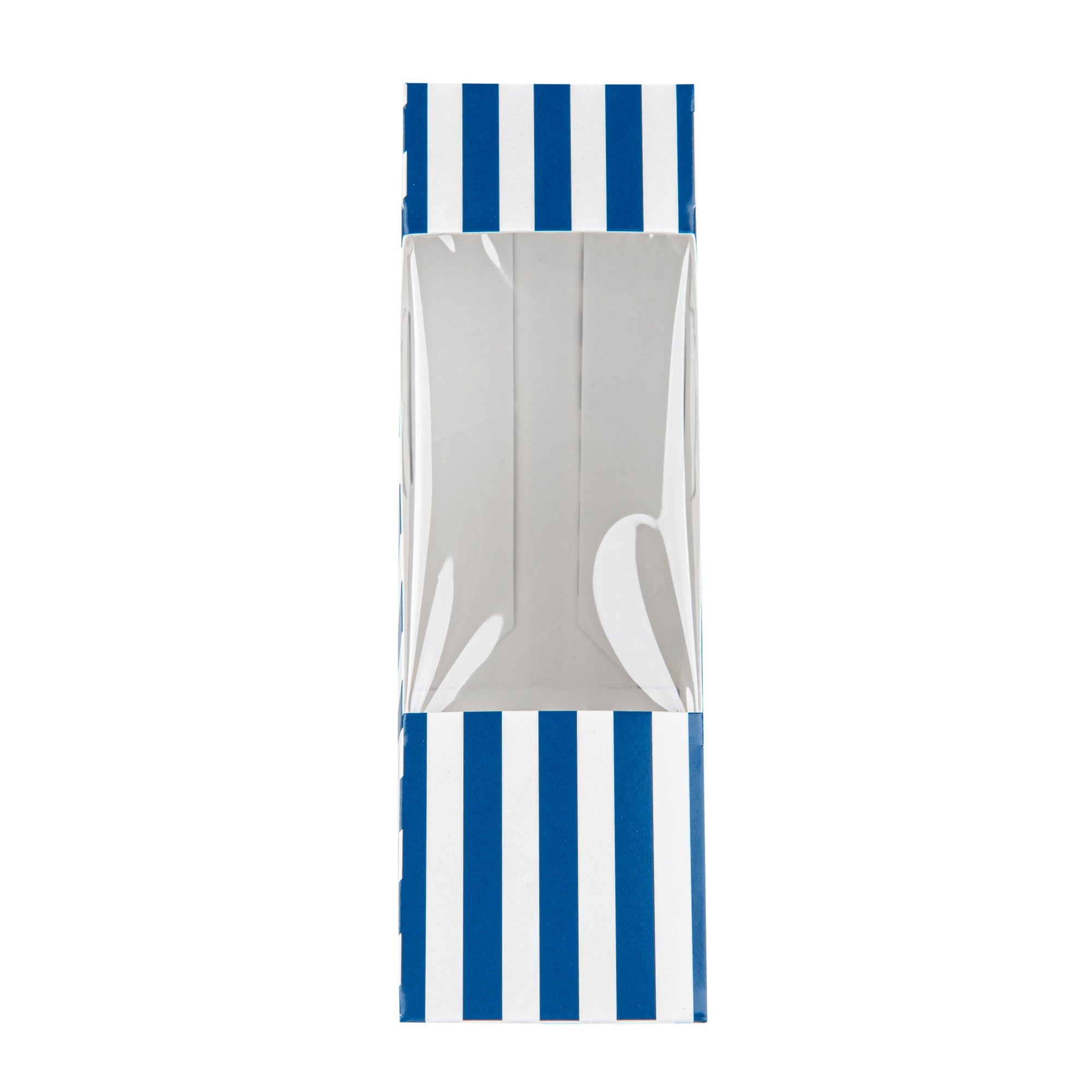 Cafe Vision Triangle Blue and White Stripe Paper Small Sandwich Box - 4 3/4" x 4 3/4" x 2" - 25 count box