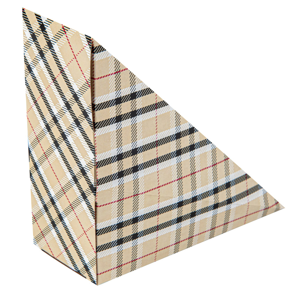 Cafe Vision Triangle Plaid Paper Small Sandwich Box - 4 3/4" x 4 3/4" x 2" - 200 count box