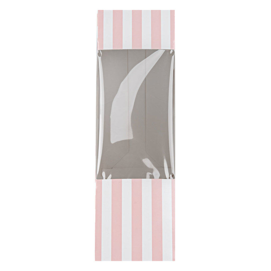 Cafe Vision Triangle Pink and White Stripe Paper Small Sandwich Box - 4 3/4" x 4 3/4" x 2" - 200 count box