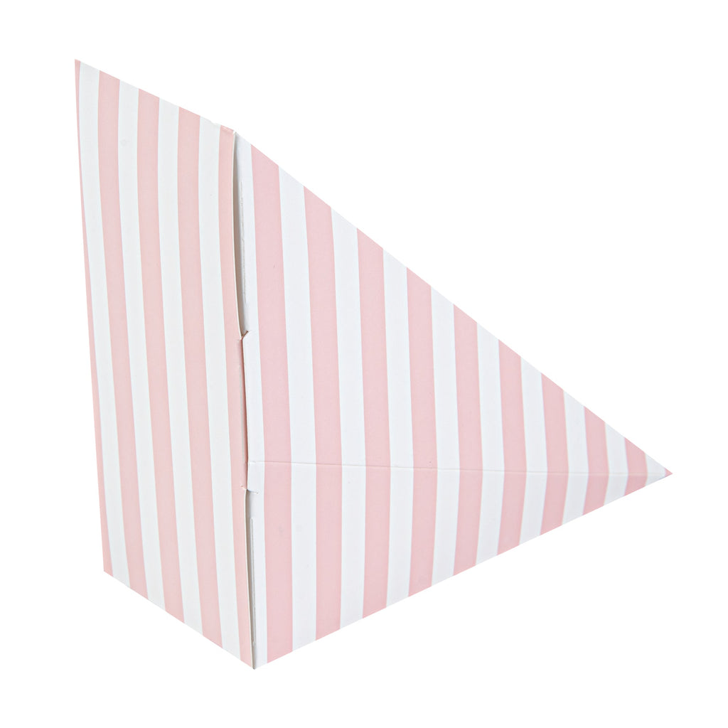 Cafe Vision Triangle Pink and White Stripe Paper Small Sandwich Box - 4 3/4" x 4 3/4" x 2" - 200 count box