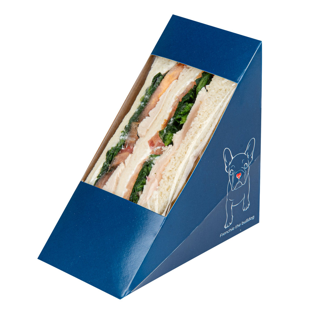 Cafe Vision Triangle Frenchie Paper Medium Sandwich Box - 4 3/4" x 4 3/4" x 2 3/4" - 25 count box