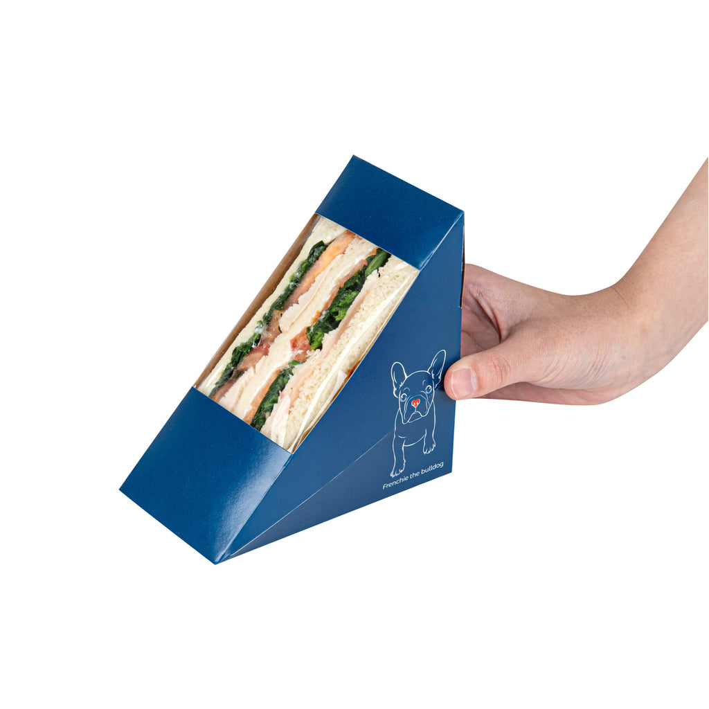 Cafe Vision Triangle Frenchie Paper Medium Sandwich Box - 4 3/4" x 4 3/4" x 2 3/4" - 25 count box