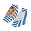 Cafe Vision Triangle Blue and White Stripe Paper Medium Sandwich Box - 4 3/4" x 4 3/4" x 2 3/4" - 25 count box