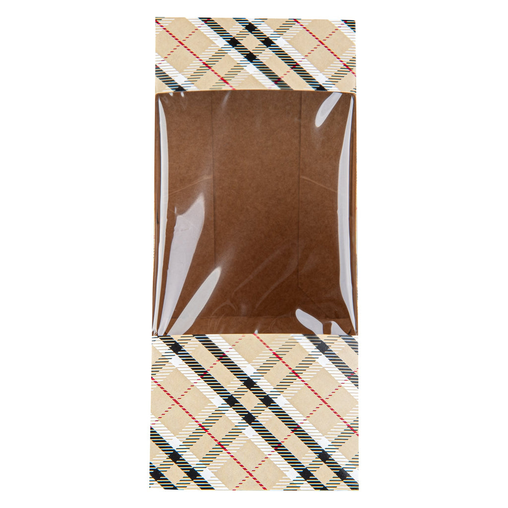 Cafe Vision Triangle Plaid Paper Medium Sandwich Box - 4 3/4" x 4 3/4" x 2 3/4" - 25 count box