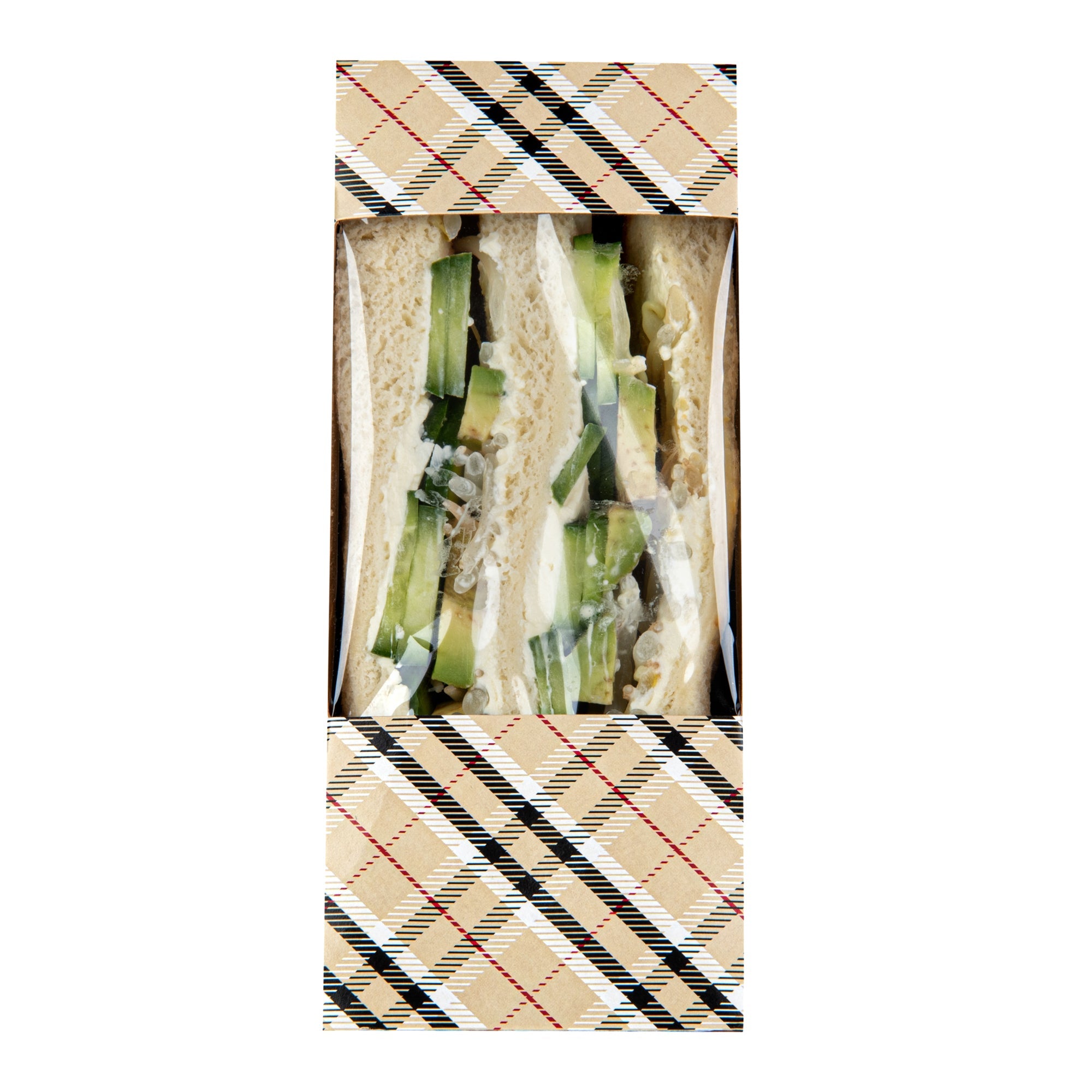 Cafe Vision Triangle Plaid Paper Medium Sandwich Box - 4 3/4" x 4 3/4" x 2 3/4" - 200 count box