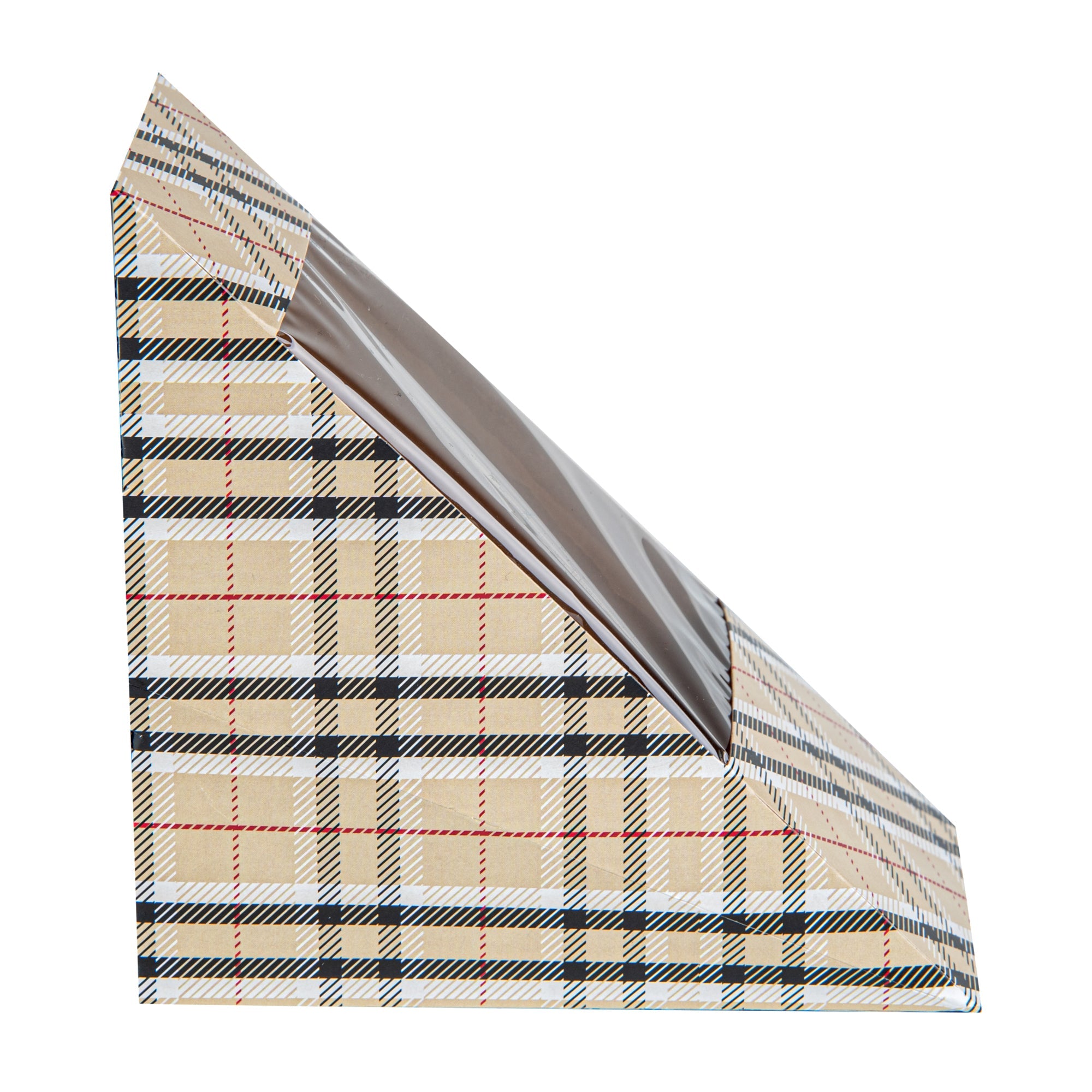 Cafe Vision Triangle Plaid Paper Medium Sandwich Box - 4 3/4" x 4 3/4" x 2 3/4" - 200 count box