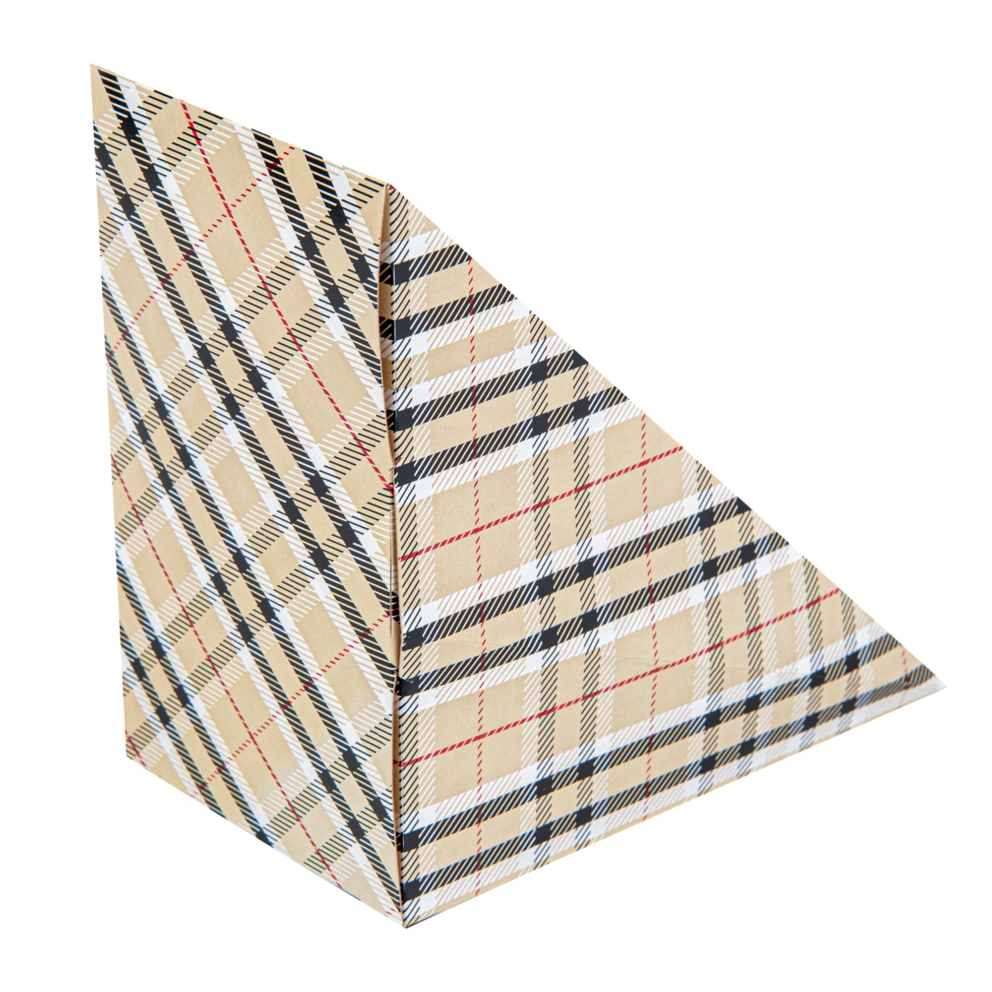 Cafe Vision Triangle Plaid Paper Medium Sandwich Box - 4 3/4" x 4 3/4" x 2 3/4" - 200 count box