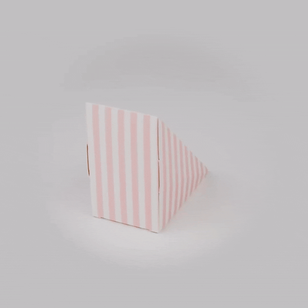 Cafe Vision Triangle Pink and White Stripe Paper Medium Sandwich Box - 4 3/4" x 4 3/4" x 2 3/4" - 200 count box